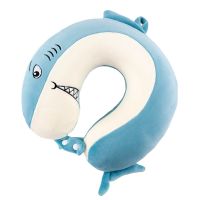 Soft Airplane Travel Pillow Kids Adults U Shape Neck Support Home Office Cartoon Memory Foam Sleeping Car Cute Shark Portable Travel pillows