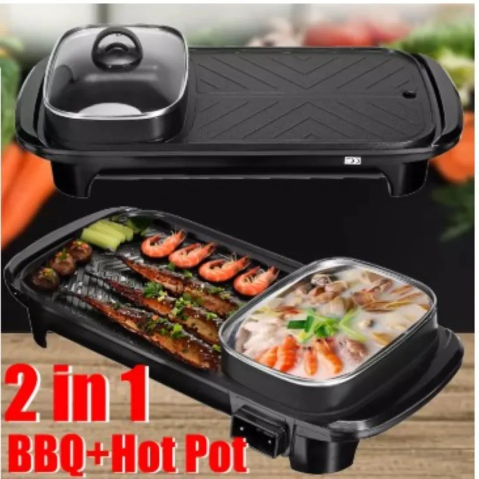 electric barbecue grill 2in 1 hot