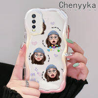 เคส Chenyyka สำหรับ VIVO Y20 Y20i Y20s Y12s Y20 2021 Y11s Y12A Y20T Y20S เมตร Y20S D เคสยอดนิยมพิมพ์ลายอิโมติคอนเด็กผู้หญิงสีสันสดใสขอบเนื้อครีมเคสโทรศัพท์โปร่งใสกันกระแทกเคสซิลิโคนใส