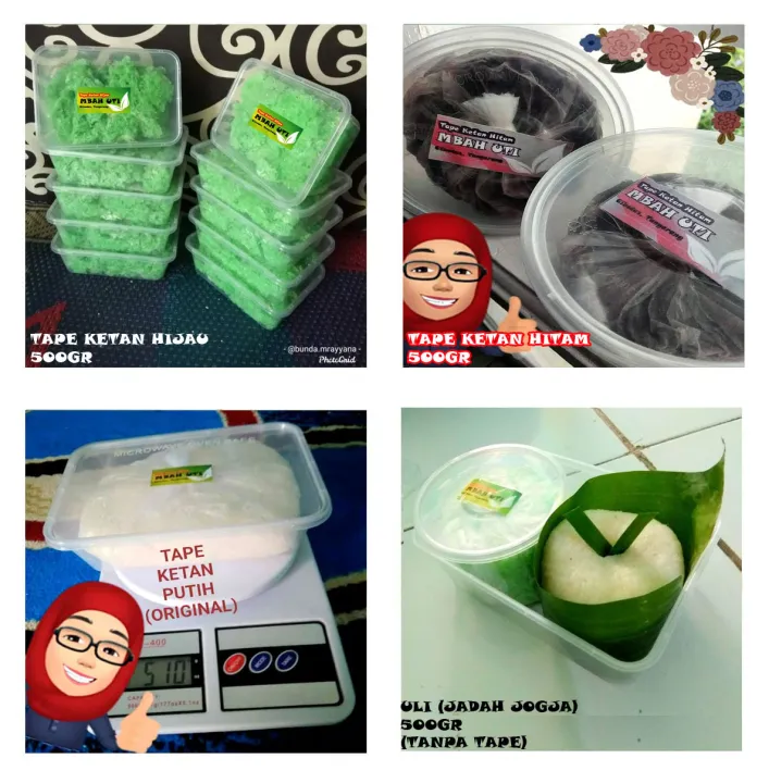 Tape Ketan Hijau, Hitam, Putih Original dan Uli Jadah (Cemilan Manis