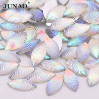 JUNAO 7x15mm Rhinestones Flat Back Resin Stones Applique for Decorations