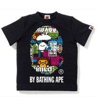 bape Ins เสื้อยืดแบรนด์แฟชั่นสไตล์ญี่ปุ่นแขนสั้นหัวลิงกราฟฟิตีการ์ตูนฮิปฮอปเวสต์โคสต์เสื้อยืดสไตล์อเมริกันเสื้อยืดทรงหลวม