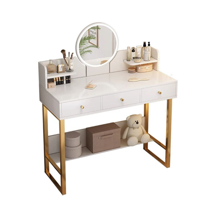 โต๊ะเครื่องแป้ง-โต๊ะเครื่องแป้งเกาหลี-ขาเหล็กทันสมัย-โต๊ะเครื่องแป้งมีไฟ-โต๊ะแต่งหน้า