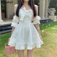 【HOT】✗✗ Fashion A-line Waist Creativity Above Knee Bow Student Korean Vestidos New