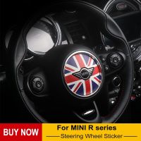 Car Steering Wheel Center Sticker for MINI Cooper S JCW R55 R56 R60 R61 R50 R52 R53 Union Jack Styling Leather Cover Accessories