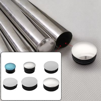 10Pcs Round Tube Plugs Stainless Steel Head Plastic Pipe Cap Tube Blanking End Caps Insert Stopper Furniture Leg Hole Plug Cover Pipe Fittings Accesso