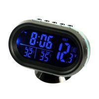 12V Auto LED Light Clock Dual Voltmeter  Tester Car Digital Clock Thermometer  Interior Outside Temperature Gauge Sensing