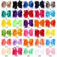 CN 30Pcs/lot 4" Solid Hair Bows With Clips For Kids Girls Boutique Ribbon Hair Clips Classic Hair Bows Hair Accessories