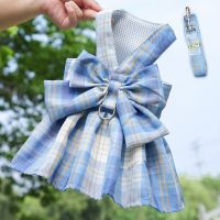 Dog Clothes Pet Clothes Cute Skirt Suspender Skirt Bowknot Dog Dress for Female with Dog Leash Dresses