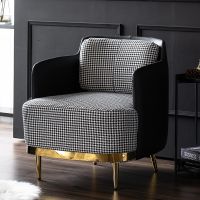 [COD] light luxury single simple modern living room houndstooth leather cloth double combination leisure tiger chair