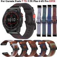 [ขายดี] สำหรับ Garmin Fenix 6 6X Pro 5X 5 Plus 3HR Fenix 7X 7 Forerunner 935สาย945สายหนัง22mm26mm สายรัดข้อมือแบบปลดได้อย่างรวดเร็ว