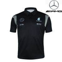 2023เสื้อยืดฤดูร้อนแขนสั้นผู้ชายผู้หญิงเมอร์เซเดส AMG ชุดแข่งรถ F1ใหม่ล่าสุด