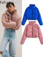 ❧ gsgw Inverno acolchoado curto jaqueta para mulheres coreano casual azul thinck quente zíper casaco rosa elegante parkas outfits 2023 parka mujer