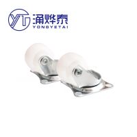 YYT 2PCS Universal Swivel Casters 1 Furniture Wheel Castor White PP Nylon Dual Roller Wheel For Platform Trolley Chair