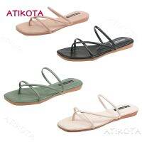 CODkuo0186 Atikota Women Fashion Casual Cross Sandals Flat Comfortable Non-slip Shoes Summer New Sandals Slippers