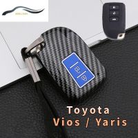 XINFAN Toyota Vios/yaris เคสหุ้มกุญแจรถรีโมทรถยนต์คาร์บอนไฟเบอร์ + ซิลิโคนเคสกุญแจรถยนต์รถยนต์ Toyota Yaris