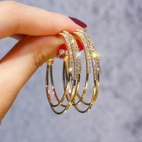 【CC】 Fashion 3-layer Round Earrings Hoop Ear Engagement for Wedding Jewelry Birthday Anniversary