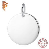 BELAWANG Authentic 925 Sterling Silver Round Shape Pendant Fit Women Chain Link Necklace Bracelet Custom Jewelry Free Engrave