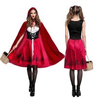 Little Red Riding Hood Adault Cosplay Costume Halloween Wicca Cloak For Woman Carnival Party Queen Dress