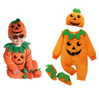 Ma&amp;Baby 0-24M Newborn Infant Baby Boy Girl Halloween Costume Pumpkin Baby Romper Velvet Jumpsuit Hat Shoes Outfits Clothing DD40