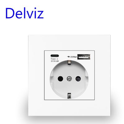 Delviz ผนังแบบเต้าเสียบสายไฟ C,18W ฉลาดเข้ากันได้5V 3A กับพอร์ต Usb ชาร์จเร็ว,มาตรฐาน EU USB เต้ารับสำหรับชาร์จ