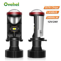 OVHEHEL H4 9003 26000LM LED 90W โคมไฟมินิโปรเจคเตอร์เลนส์ Automobles หลอดไฟชุดแปลง Hilo Beam ไฟหน้า12V 24V RHD LHD