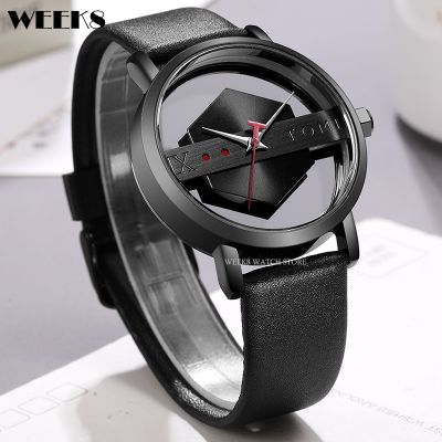 （A Decent035）โปร่งใสสำหรับผู้ชาย HollowDial นาฬิกาข้อมือ30MSimpleMale Reloj Hombre Relogio Masculino