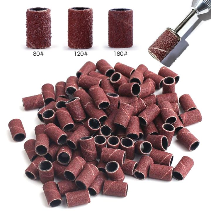 100-50pc-sanding-cap-bands-for-electric-manicure-machine-180-120-80-grit-nail-drill-grinding-bit-files-pedicure-tool-set-bend261
