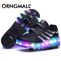 ORNGMALL ไฟ LED รองเท้าผ้าใบขนาดใหญ่พิเศษ27-43รองเท้าไฟ LED สำหรับเด็กผู้หญิงเด็กผู้ชายกับล้อรองเท้าสเก็ตลูกกลิ้งรองเท้าลูกกลิ้งรองเท้าสเก็ตเด็กเด็กหญิงเด็กชายนำรองเท้ามีไฟ