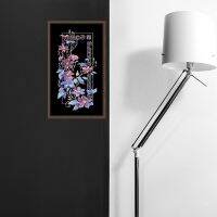 Purple flowers cross embroidery kit flower pattern design 18ct 14ct 11ct black canvas Cross-stitch DIY needlework