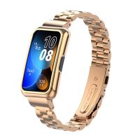 For Huawei Band 8 Strap Case Protector Stainless Steel Watchband For Huawei Band7 6/Honor Band 7 Metal Bracelet Protective Frame