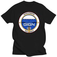 เสื้อยืดพิมพ์ลาย Gign Gendarmerie Nationale เสื้อยืดผ้าฝ้าย100% ฤดูร้อนท็อปส์ซูคอรอบใหม่