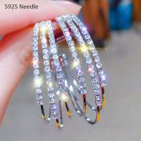 【YP】 925 Sterling Needle Hoop Earrings for Jewelry Gold Statement Rhinestone Punk Large Round