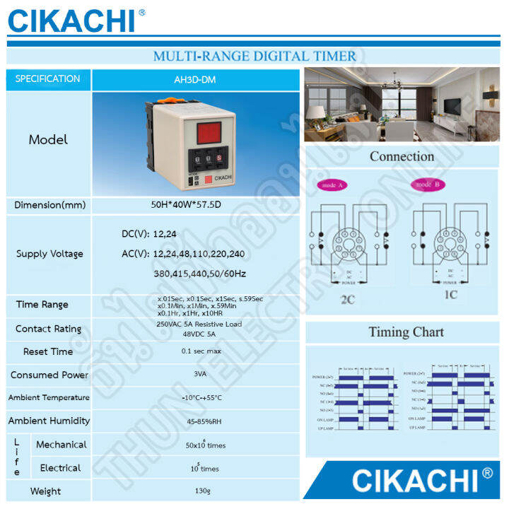 cikachi-digital-timer-ah3d-dm-0-001s-990h-12v-24v-220v-380v-ไทม์เมอร์-ดิจิตอล-8-ขา-พร้อม-socket-ชิกาชิ-ธันไฟฟ้า