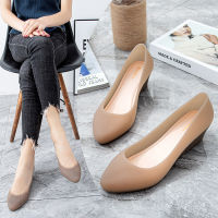 【ready stock】Pok Heel Jelly Womens Sandals, Soft Thick Sole Plastic Shoes with Middle Heel, Waterproof, Non slip, Solid Color Rainshoes