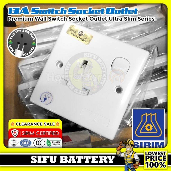 SIRIM 13A Switch Socket Outlet Wall Socket Switches Power Plug Wall