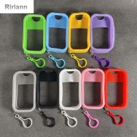 RIRIANN เคสป้องกันขวดน้ำหอมพลาสติกแบบเติมได้กันรั่วพร้อมพวงกุญแจอุปกรณ์เสริมขวดน้ำหอมปลอกซิลิโคนการ์ดสเปรย์ฝาครอบป้องกัน