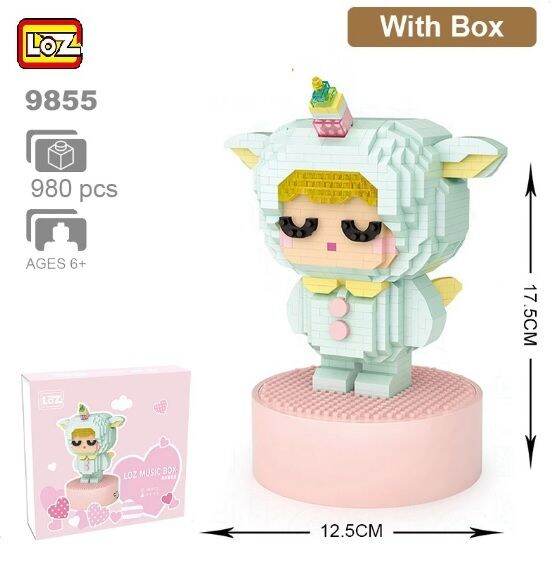 ตัวต่อนาโนบล็อก-angel-กระต่าย-unicorn-horse-no-9855-loz-music-box-จำนวน-980pcs-แพ็คเกจที่สวยงาม-น่ารัก