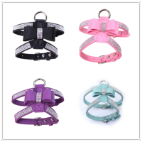 【DT】Dog Harness pet puppy Harness cute and pretty velvet leash with bow for puppy kitten Harness pet supplies hot 1