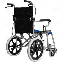 wheelchair รถเข็นผู้ป่วย พับได้ น้ำหนักเบา กะทัดรัด ล้อ 16 นิ้ว มีเบรค หน้า,หลัง 4 จุด เหล็กพ่นสีเทา วีลแชร์ รุ่น