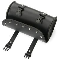 Black Pannier Saddle Bags Tools For Fork Handlebar Sissy Bar PU Leather Motorcycle Tool Bag With Snap Buckles