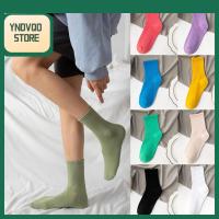 YNDVQO STORE ของขวัญคริสต์มาส สบาย ระบายอากาศได้ สีทึบ ฮาราจูกุ ผ้าฝ้าย ถุงเท้ากีฬา ถุงเท้าสเก็ตบอร์ด