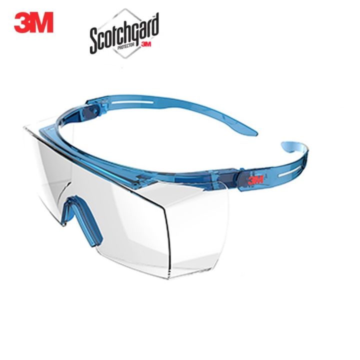 3m-sf3701-แว่นตานิรภัยครอบแว่นตา-securefit-3700-series-sf3701asgaf-blu-alternate-fit-blue-scotchgard-anti-fog-coating-clear-otg-af-as-lens
