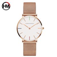 ♔ Japan Quartz Movement High Quality 36mm Hannah Martin Women Stainless Steel Mesh Rose Gold Waterproof Ladies Watch Dropshipping