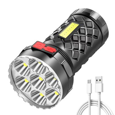 Ultra Powerful Torch Light Rechargeable COB Side Light 4 Modes Outdoor Flashlight