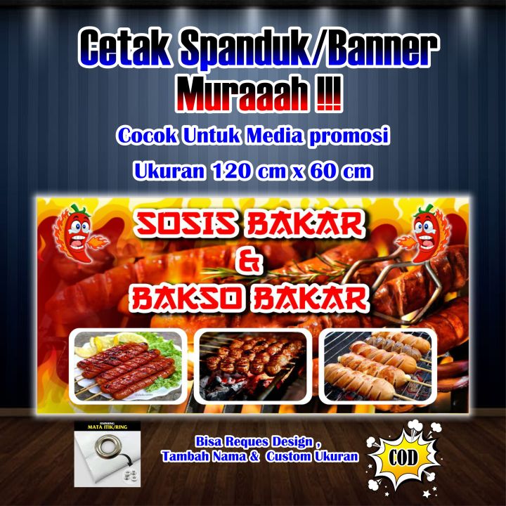 Spanduk Banner Sosis Bakar And Baso Bakar Ukuran 120 Cm X 60 Cm Lazada