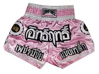 กางเกงมวย กางเกงมวยไทย LUMPINEE Boxing Shorts กางเกงเล่นกีฬา สีชมพู ผ้าซาติน มีเชือกผูก Shorts for Kick Boxing MMA Martial Art Muay Thai Fight Pink Trunks