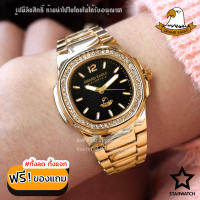 GRAND EAGLE นาฬิกาข้อมือสุภาพสตรี สายสแตนเลส รุ่น AE134Lเพชร - GOLD/BLACK