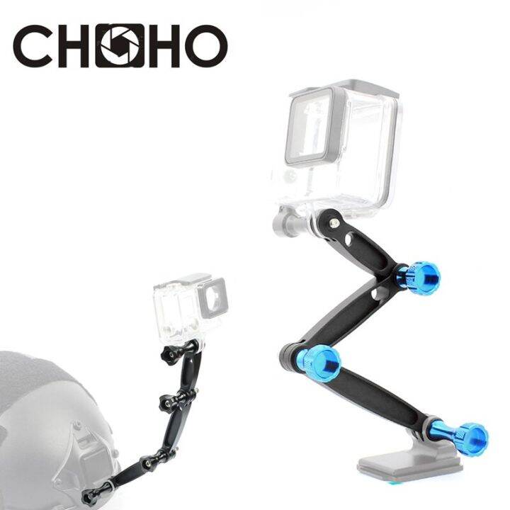 เสาต่อขยายแขน-dudukan-helm-อลูมิเนียม-cnc-3ทาง-สกรู-selfie-สำหรับ-gopro-9-11-10-sjcam-เหมาะสำหรับ-xiaomi-yi-4k-go-pro