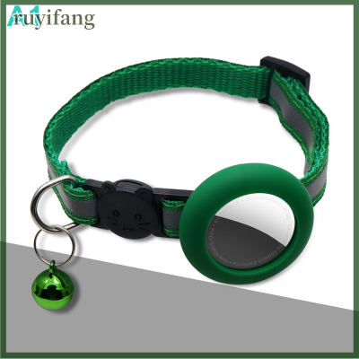 ruyifang Airtag PET COLLAR SAFETY BUCKLE ปรับคอปกไนลอนสะท้อนแสงสำหรับแมวลูกสุนัข Anti-Lost